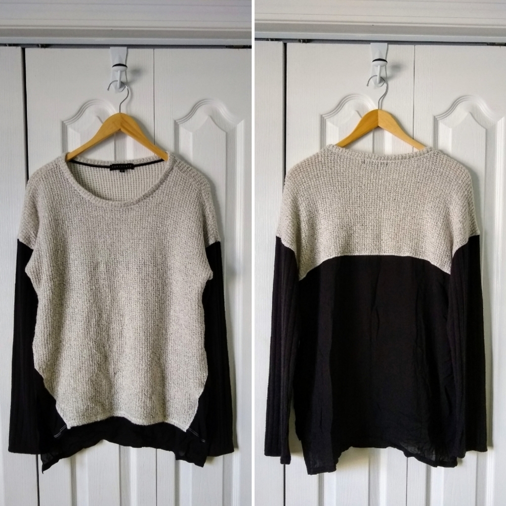 Sanctuary high low lightweight white black sweater lagen look